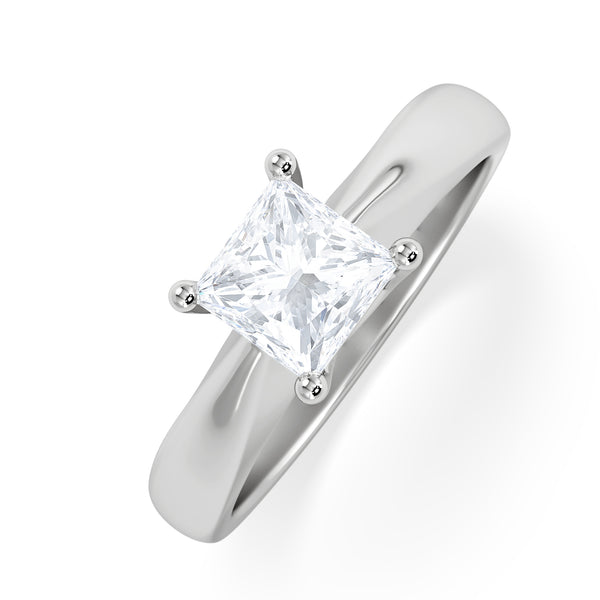 Naomi Princess Cut Lab Diamond Engagement Ring 1.00ct H/SI in 9k White Gold